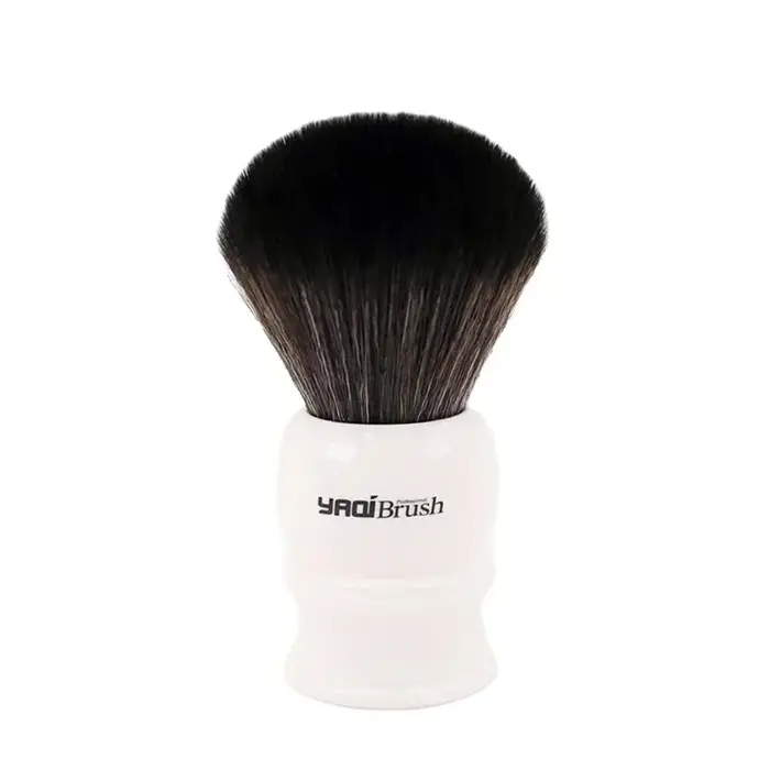 Brosse de rasage humide Yaqi 30mm taille noeud blanc poignée noir cheveux synthétiques