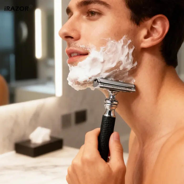 iRAZOR – rasoir DE sécurité classique en forme DE T pour hommes, Machine DE rasage antidérapante tex