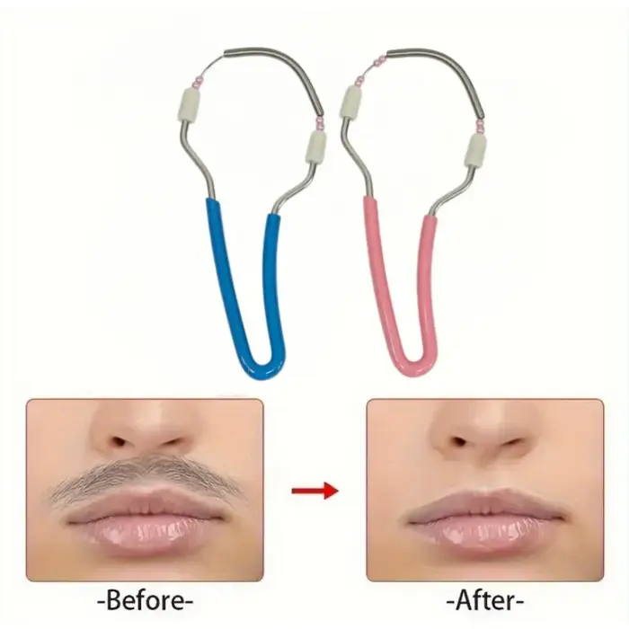 Épilateur facial portable à ressort (1/2 pièces) – Élimine les poils indésirables sur le dessus des lèvres, le menton, le visage ou le cou