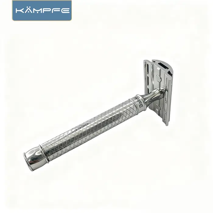 Rasoir de sécurité KAMPFE en acier inoxydable CNC, rasage lisse, outil manuel à double tranchant pou