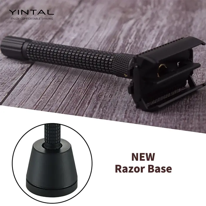 YINTAL ensemble de rasoir de sécurité réglable papillon ouvert Double bord rasoirs en laiton noir ma