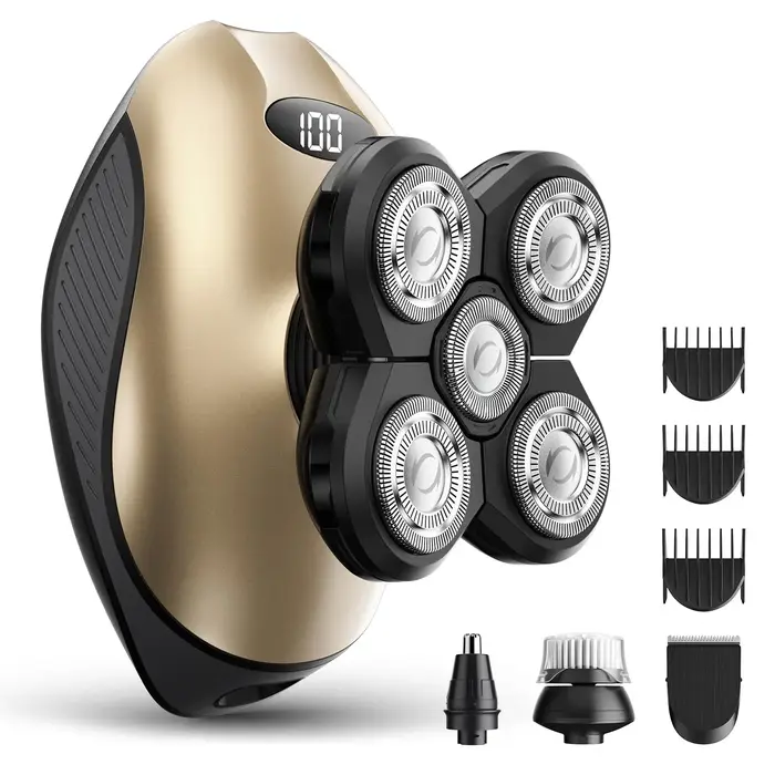 Rasoir électrique pour hommes, rasoir pour cheveux de tête et de corps pour hommes, rasoir étanche s