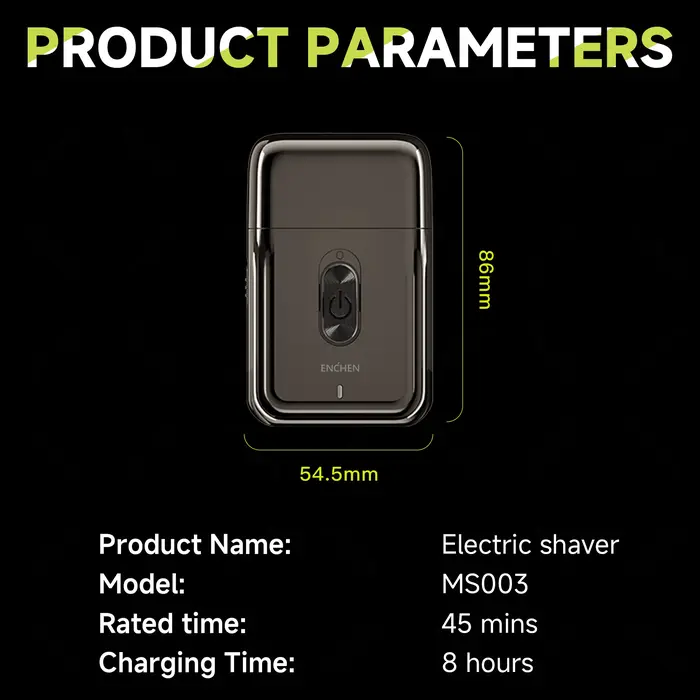 ENCHEN MS003 rasoir à feuille compacte avec tondeuse de précision POP-UP type-c charge avec indicateur 7000 tr/min moteur fort
