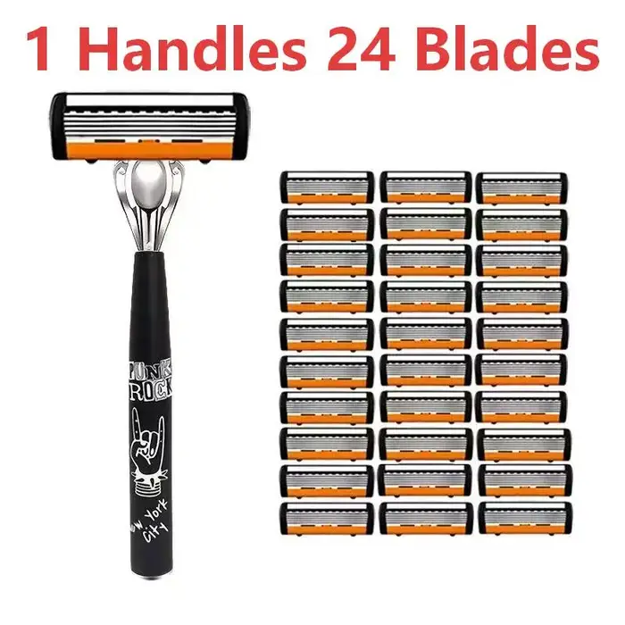 Razor Classic Rasoir de sécurité à 6 lames pour le rasage des hommes et l'épilation des femmes, lames de rasage, rasoir manuel, tête de rasoir interchangeable