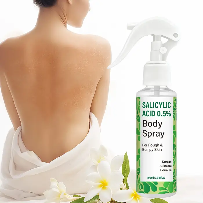 Spray corporel à l'acide salicylique 0,5% avec acide glycolique et panthénol – Formule coréenne pour