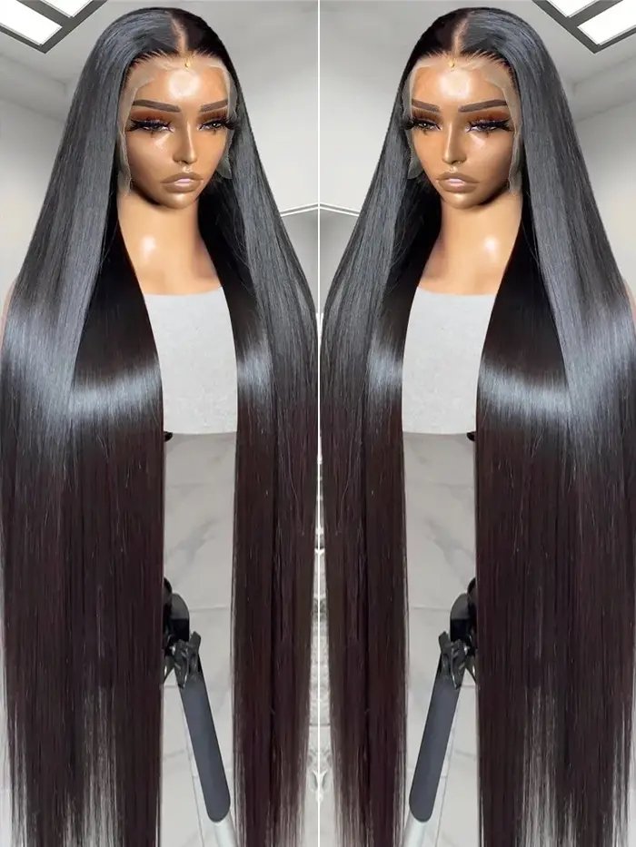 Wear and Go Straight Lace Front Human Hair Wigs, HD, 5x5, 13x6, 30 ", 40", 200% Transparent, Frmetal