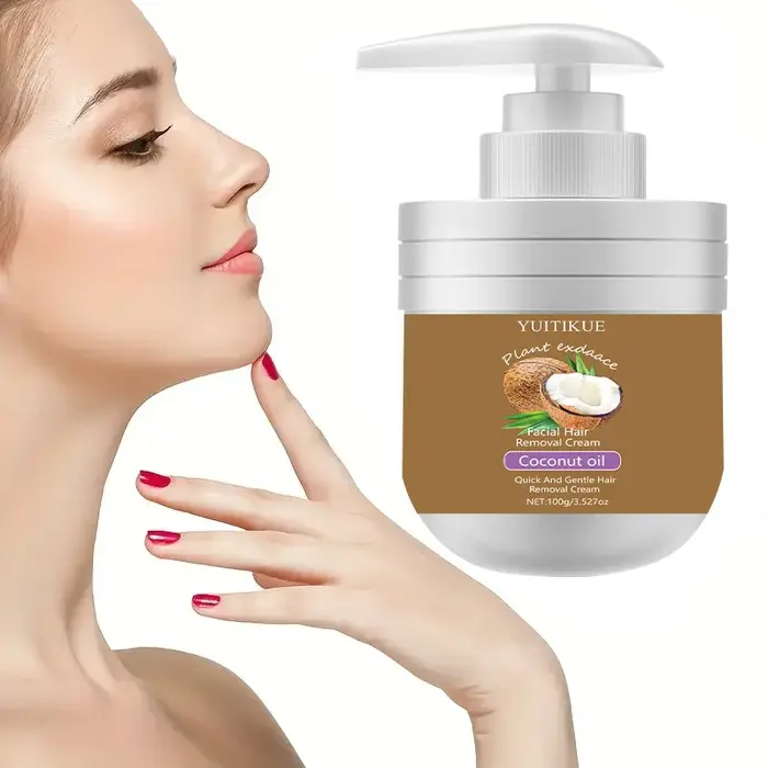 Crème dépilatoire pour le visage 100g – Rapide et douce à l'huile de noix de coco, pour les poils de