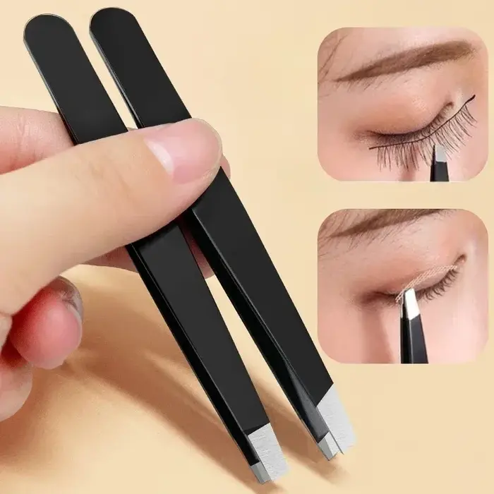 Pince à sourcils noire en acier inoxydable