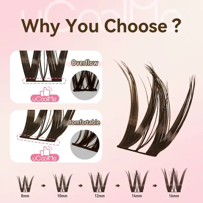 UCoolMe cils marron flore D Curl naturel vaporeux et léger segmenté cils grappe pour le maquillage à