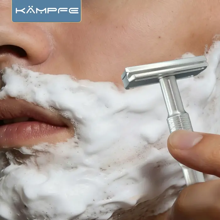 Rasoir vintage Kampfe à double tranchant, antidérapant, en aluminium, pour rasage humide, classique