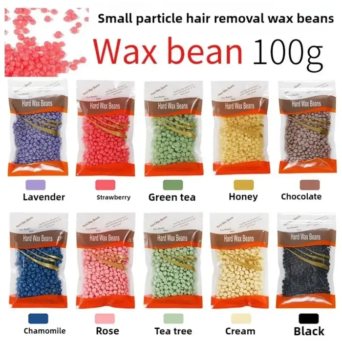 100g de cire dépilatoire solide sans papier, en grains, pour l'épilation du corps entier, à base de 