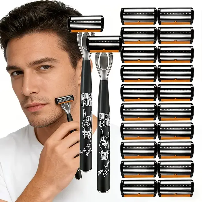 Razor Classic Rasoir de sécurité à 6 lames pour le rasage des hommes et l'épilation des femmes, lames de rasage, rasoir manuel, tête de rasoir interchangeable