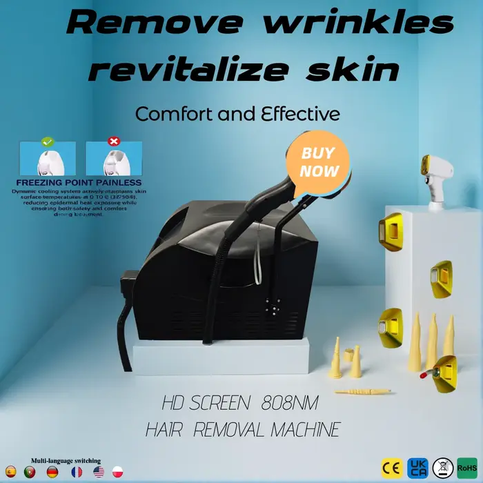 Appareil d'épilation au laser à diode – 4 longueurs d'onde avec refroidissement par glace, certifié CE, épilateur longue durée pour le visage et le corps