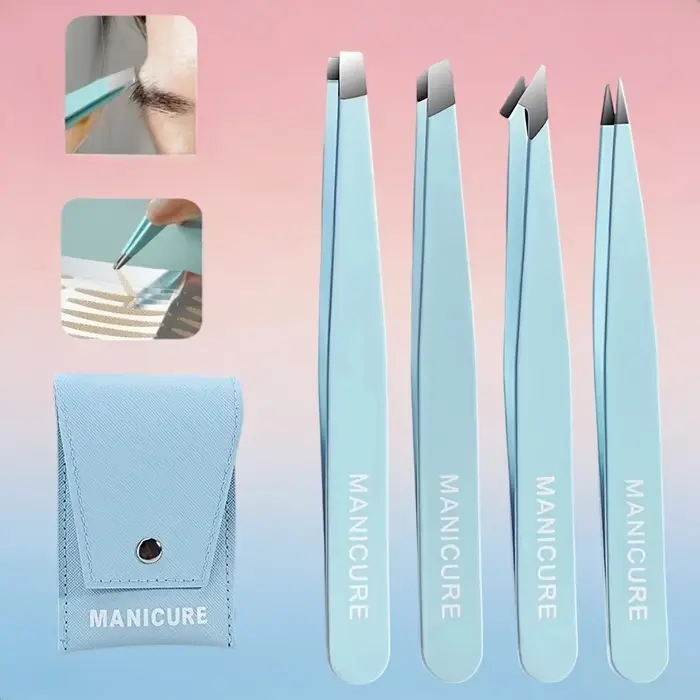Ensemble de 4 pinces à épiler professionnelles