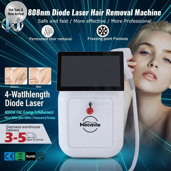 Appareil professionnel d'épilation au laser à diode 4Waves avec technologie de refroidissement par glace