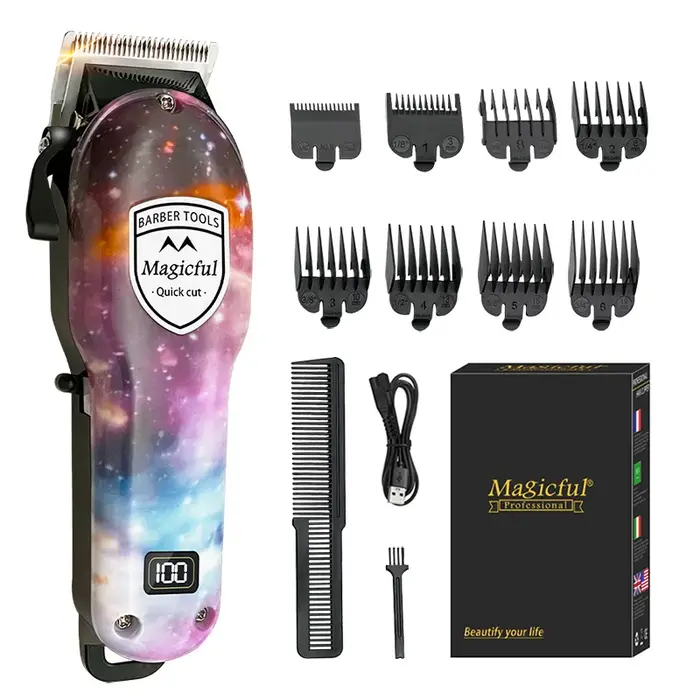 Tondeuse à cheveux magique pour hommes, mode professionnelle, batterie Li-ion Rechargeable, rasage, 