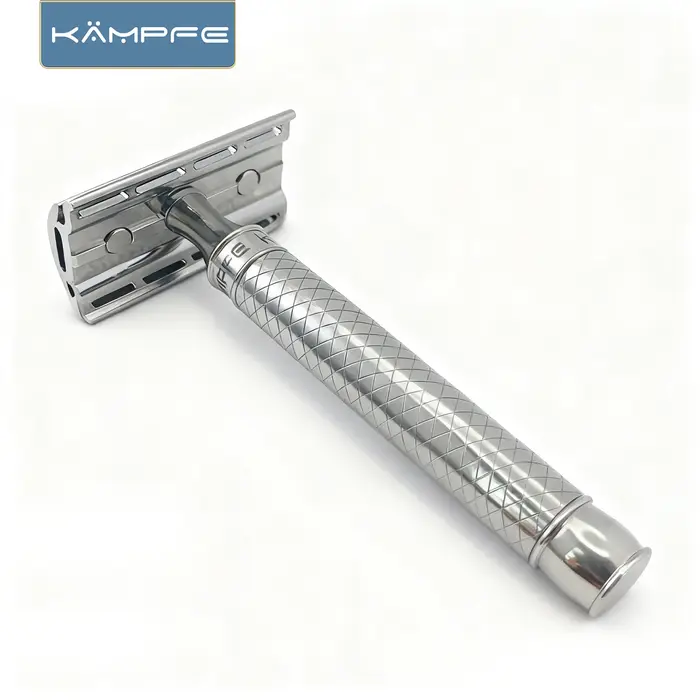 Rasoir de sécurité KAMPFE en acier inoxydable CNC, rasage lisse, outil manuel à double tranchant pou