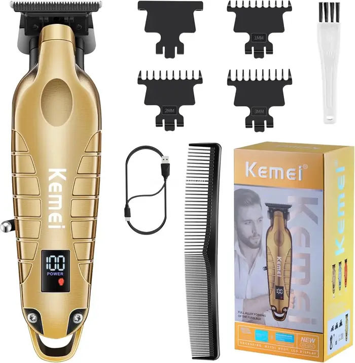 Kemei 2293 professionnel hommes tondeuse à barbe zéro écart sans fil