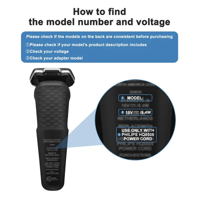 Cordon de chargeur de rasoir 15V UK EU US