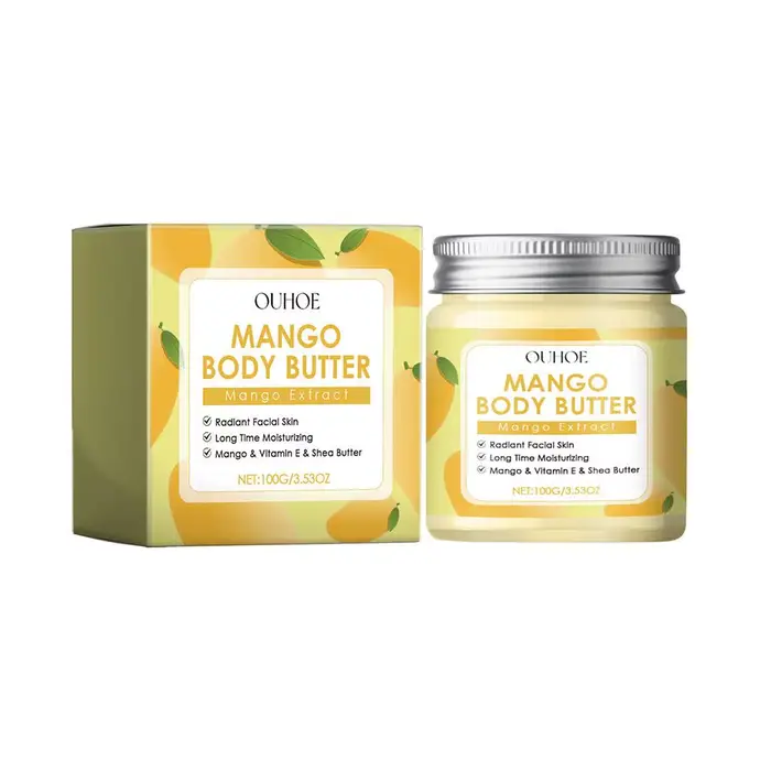 Beurre Corporel à la Mangue : Apaise les Peaux Sèches, Nourrit, Hydrate en Profondeur, Lisse les Pea