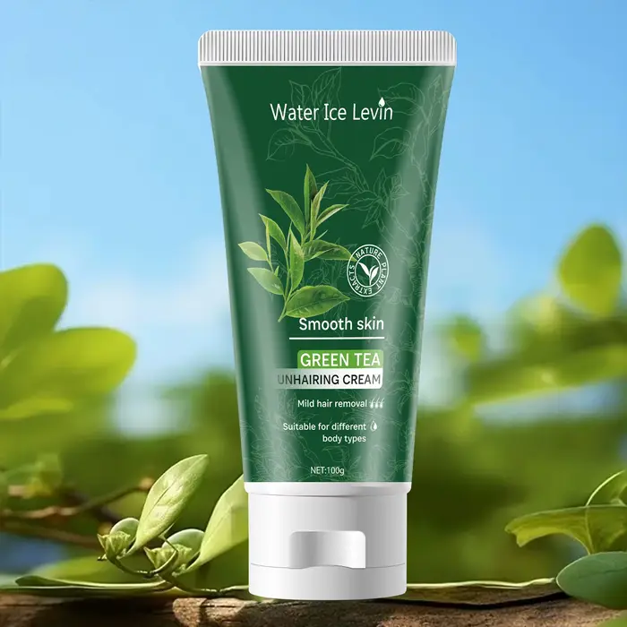 Crème Épilatoire Douceur au Thé Vert - Effet Peau Satinée - Formule Non Irritante - Pour une Sensation de Fraîcheur