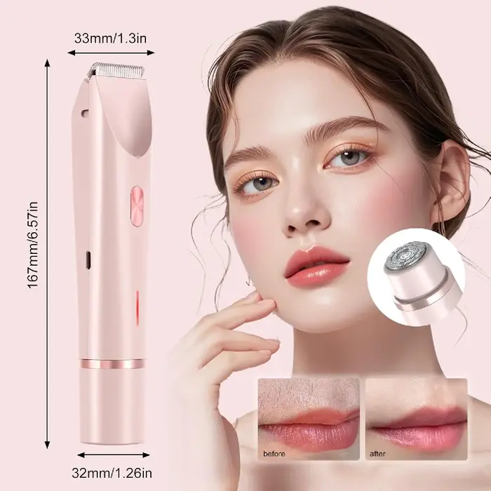 1 Rasoir Électrique pour Femme, Tondeuse Bikini, Rasoir Électrique à Double Tête, Rasoir Corporel Femme Deux-en-Un, Étanche IPX67 pour Utilisation Humide