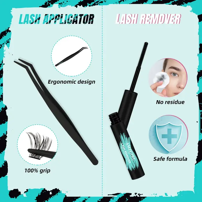 Amzgirl-Kit d'Extensions de Cils avec Pince à Épiler et Dissolvant, DIY, 144 Pièces