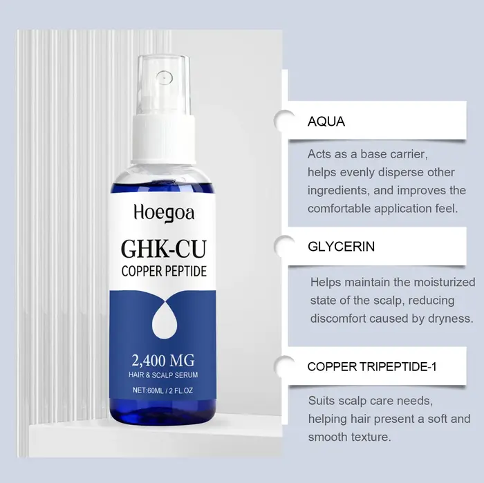 Sérum capillaire hydratant en spray au peptide de cuivre Ghk-Cu pour la croissance des cheveux