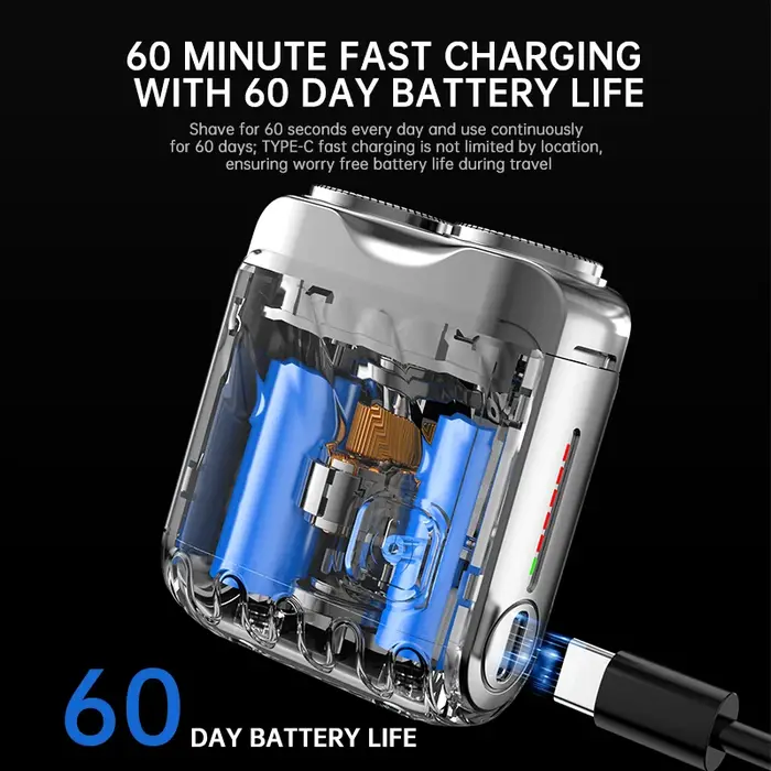 Mini rasoir électrique double tête étanche type-c Rechargeable