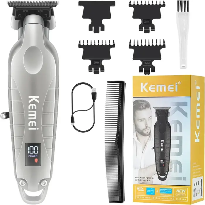 Kemei 2293 professionnel hommes tondeuse à barbe zéro écart sans fil