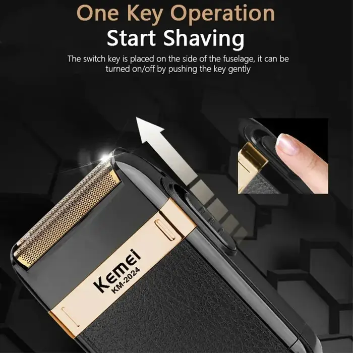 Rasoir électrique rechargeable USB Kemei KM-2024 avec tête de coupe supplémentaire