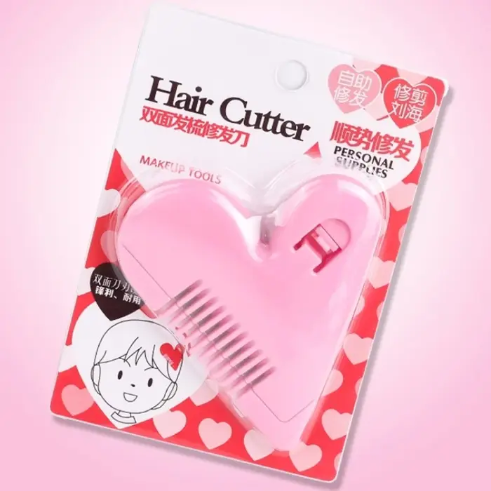 Peigne de coupe de cheveux en forme de cœur mignon, coupe-frange DIY pour femmes et enfants, ciseaux