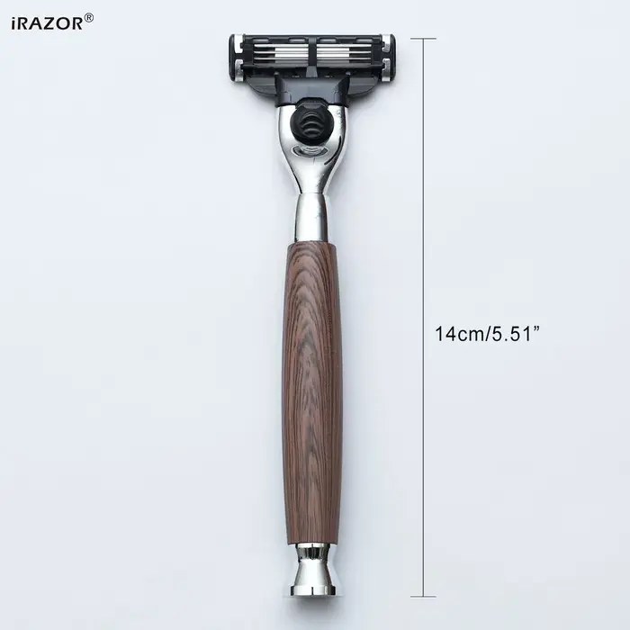 Rasoir classique iRAZOR à grain de bois, rasoir manuel compatible Mach 3 à 3 lames pour hommes, outi