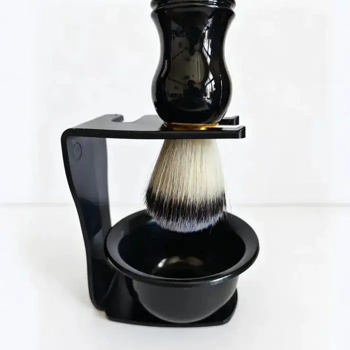 Ensemble de brosses à raser professionnelles 3-en-1, kit de rasage pour hommes avec bol à raser et support à rasoir, accessoire de toilettage pratique