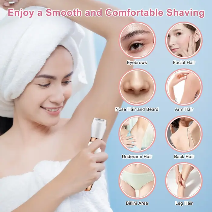 Solimpia 5 en 1 dispositif d'épilation électrique Rechargeable corps nez tondeuse sourcils Kit de toilettage pour femme