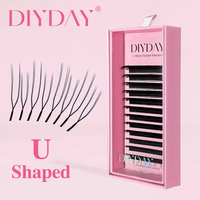 DIYDAY Extension de cils YY en forme de U Premium PBT Double couche U Sahpe YY cils Ultra doux feath