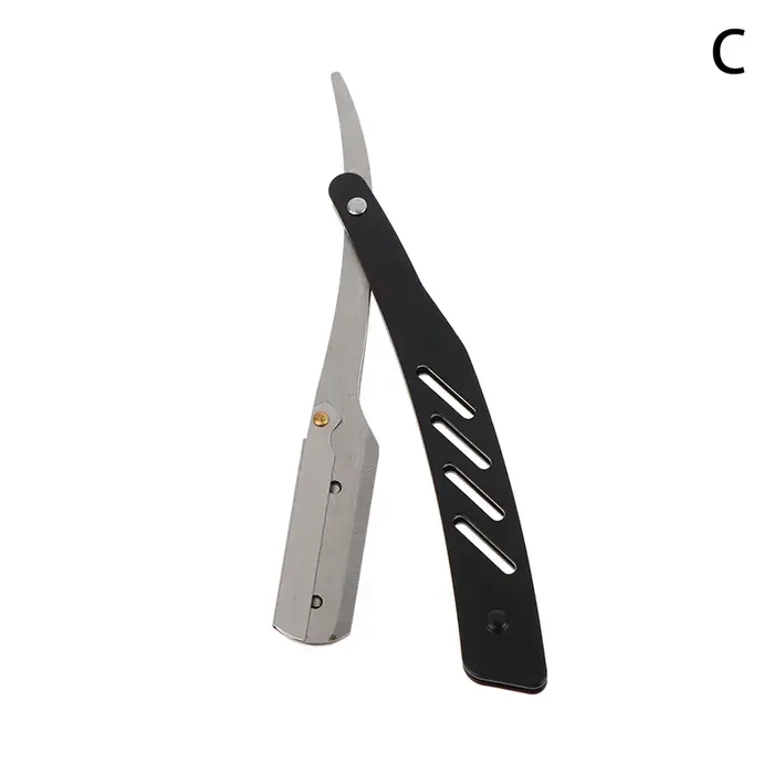 Rasoir manuel pour salon de coiffure, tige en acier inoxydable, rasoir avec 10 lames pour pouce, têt