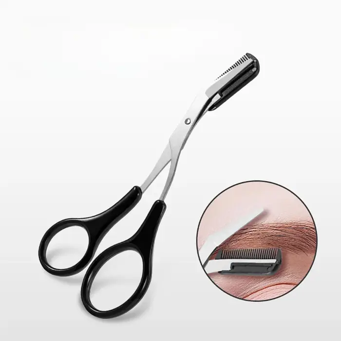 Ciseaux de précision pour sourcils professionnels avec peigne intégré, en acier inoxydable, antidérapants, outil de beauté pour hommes et femmes