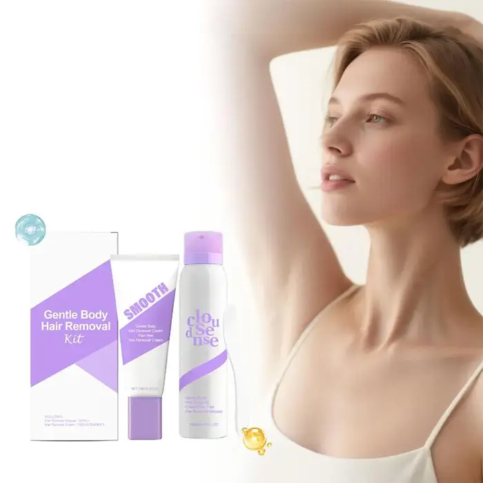 Kit de crème dépilatoire douce et indolore pour peaux sensibles – Jambes lisses, aisselles et corps 