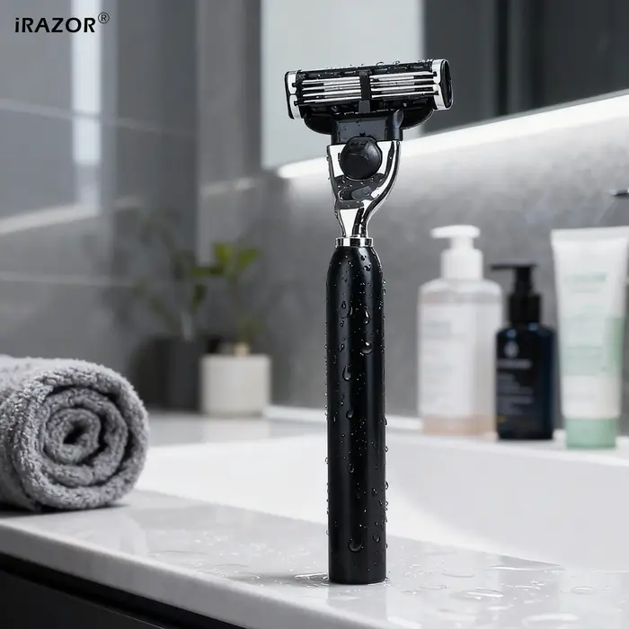 Rasoir manuel pour hommes iRAZOR avec manche en aluminium noir