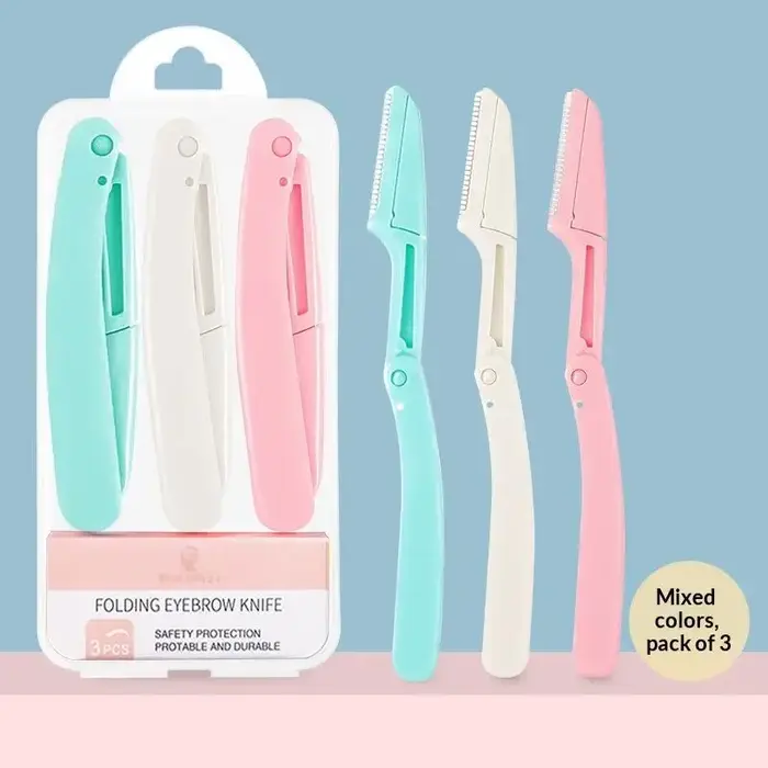 Épilateurs faciaux pour femmes, 3 pièces, tondeuse à sourcils, couteau de poche, profilateur de sour