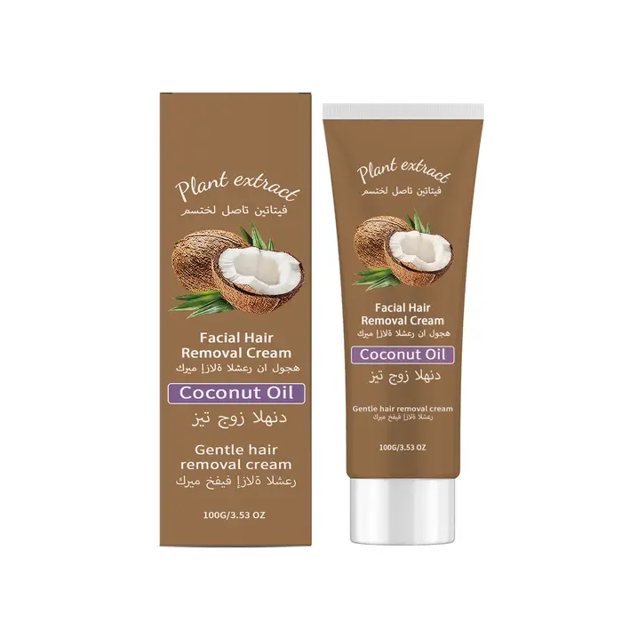 Crème dépilatoire permanente à la noix de coco pour le visage et le corps