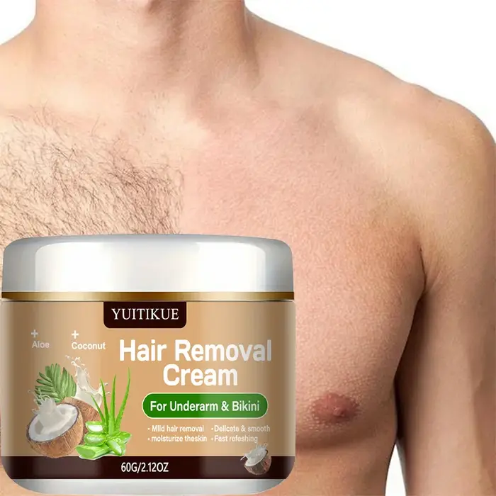 Crème dépilatoire YUITIKUE pour les aisselles et le bikini | Avec de l'aloe vera et de l'huile de coco | Formule