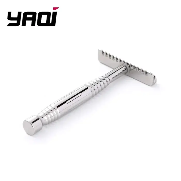 Rasoir de sécurité pour homme Romulus Open Comb en acier inoxydable 316 poli, rasoir à lame unique YAQI pour rasage de barbe.