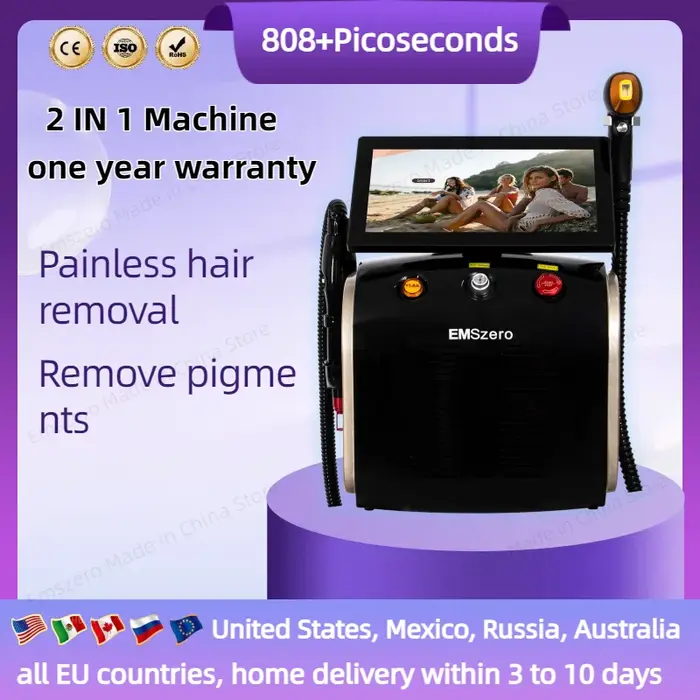 Épilateur professionnel Soprano Titanium 4-en-1, laser diode, Pico LPL, Nd Yag, laser picoseconde, épilation, élimination des tatouages