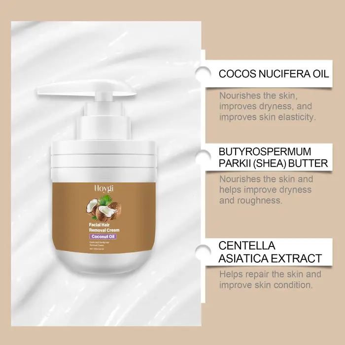 Crème d'épilation du visage à la noix de coco