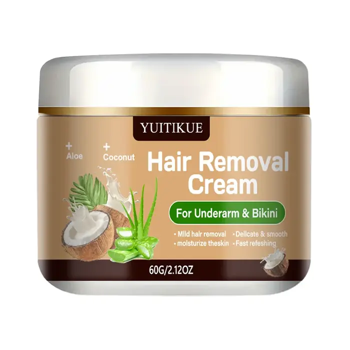 Crème dépilatoire YUITIKUE pour les aisselles et le bikini |   Avec de l'aloe vera et de l'huile de 
