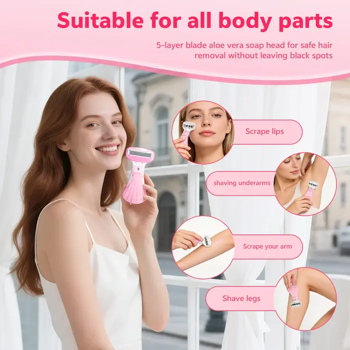 Rasoir pour femmes à 5 lames avec 1 manche + 1/2/3 lames