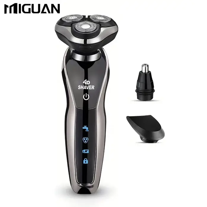 Rasoir électrique pour hommes, rasoir électrique 3 en 1, tondeuse à poils de nez, rechargeable par U