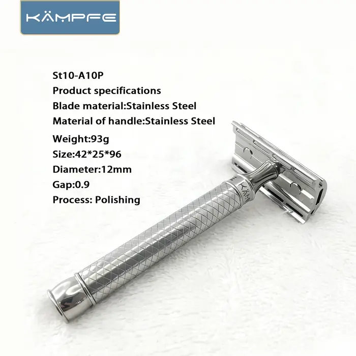 Rasoir de sécurité KAMPFE en acier inoxydable CNC